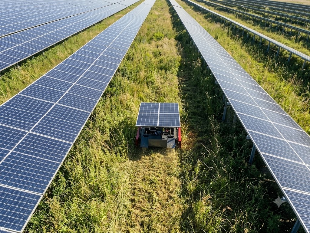 AgroRob Solar em usina solar — primeiro piloto de manejo de vegetação