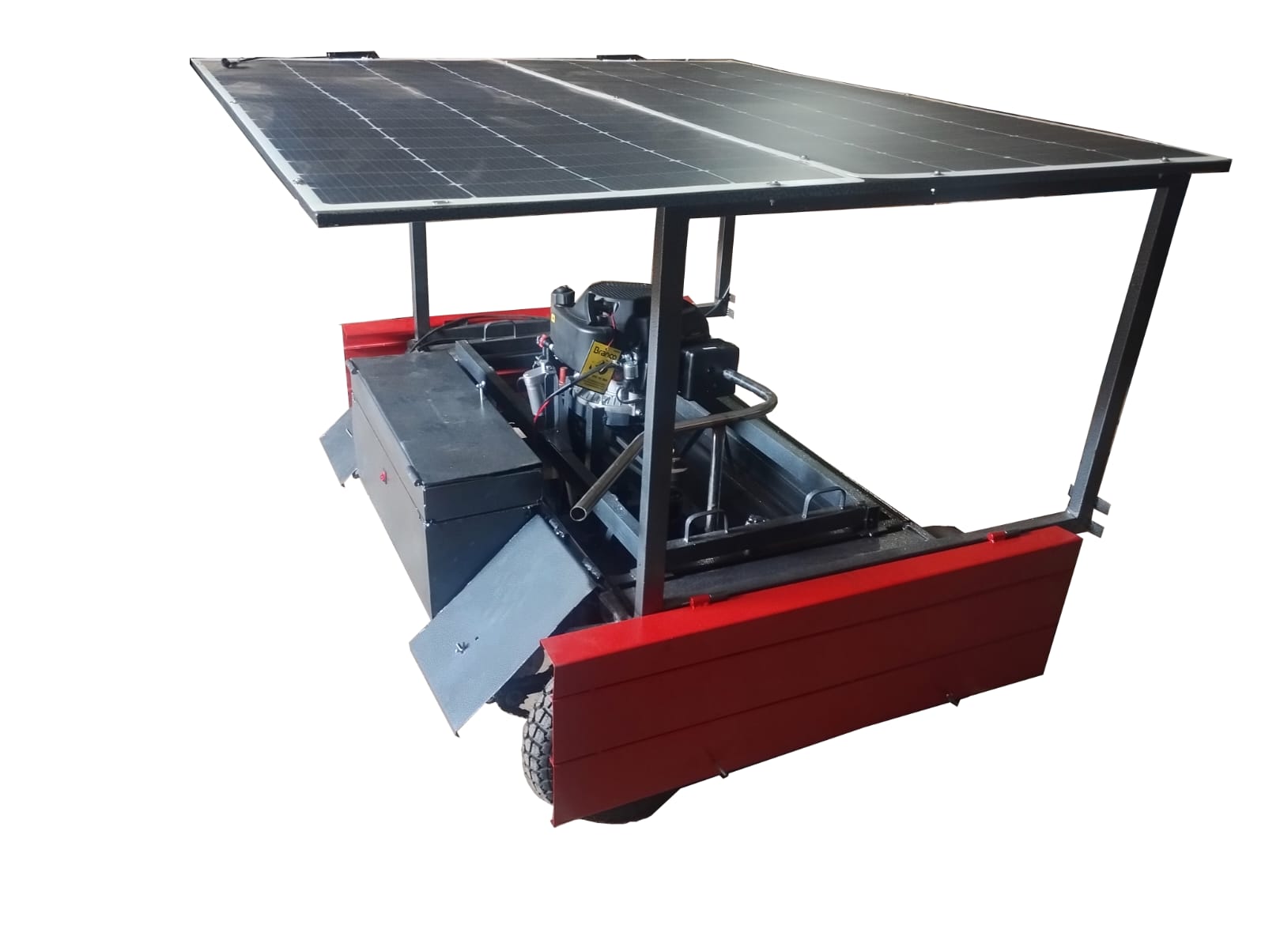 Robô agrícola solar – vista superior com painéis